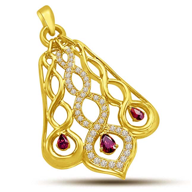 Diamond Gemstone Pendants with Sterling Silver, Gold Chain  Surat 