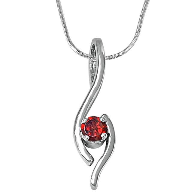 Silver Diamond Pendants Heart Shaped Diamond Pendants With Chain - elegant round red garnet 925 sterling silver pendant with 18 in chain