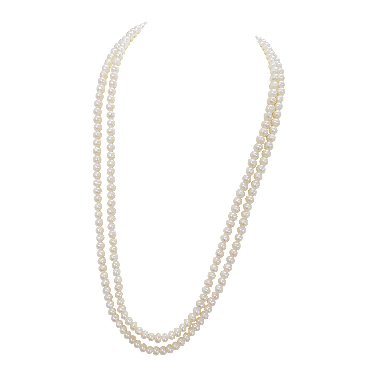 Two Line Real Freshwater Pearl Necklace for Women (SN1005)