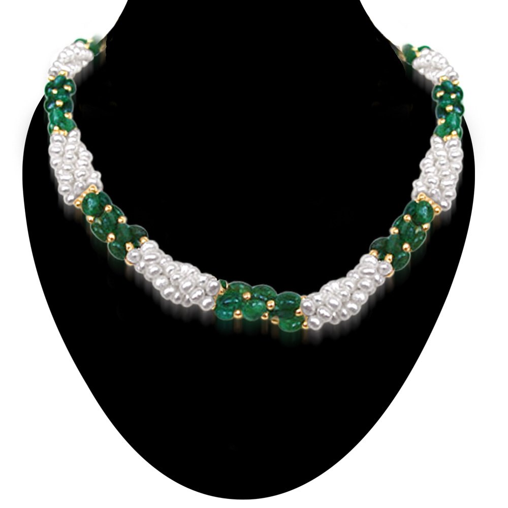 Sweet Emerald Embrace -Pearl Necklaces| Surat Diamond Jewelry