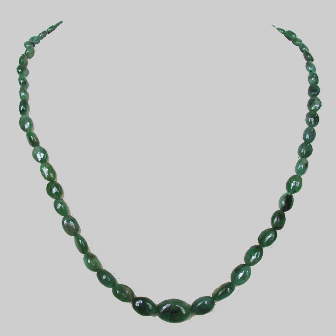 Single Line Oval Shape Natural Real Genuine Emerald Necklaces| Surat ...