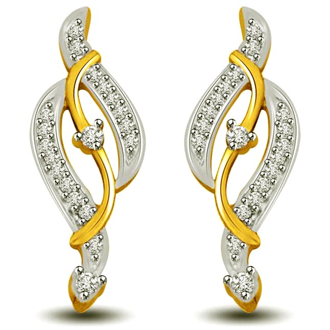 Music Of Love Two Tone Gold Diamond Earrings For Her Surat Diamond Jewelry