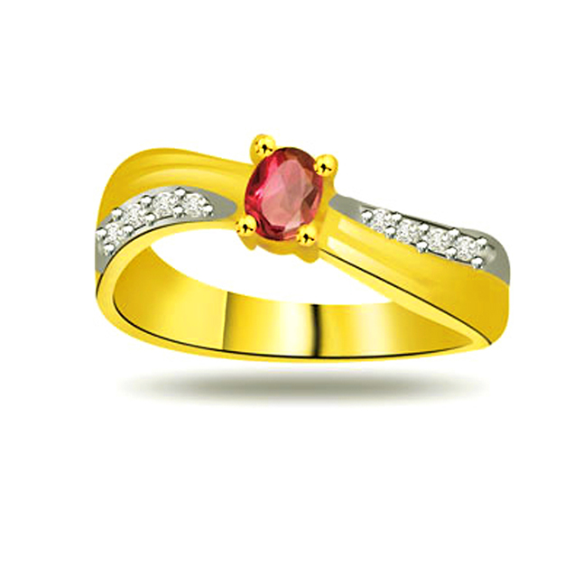 Diamond Ruby Rings, White and Gold Engagement Rings - Surat Diamond