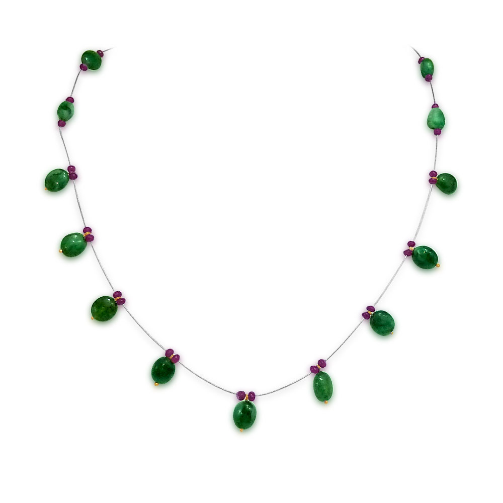 Buy Ruby Emerald Necklaces Oval Emerald And Ruby Beads Set Surat Diamond 5361