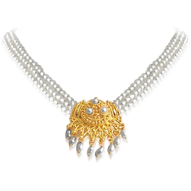 pearl necklace designs in gold with price