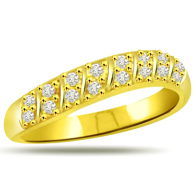Yellow Gold Diamond Eternity Rings, 18k Engagement Rings - Surat Diamond