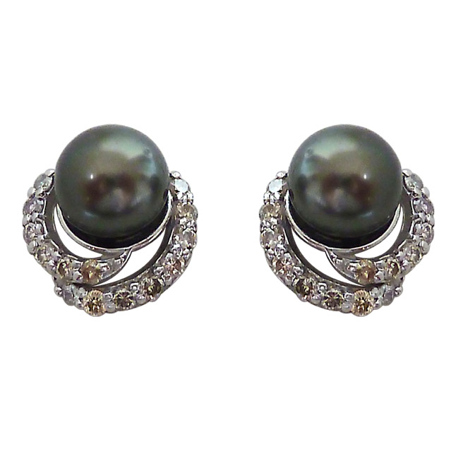 Tahitian Black Pearl Elegant Earrings