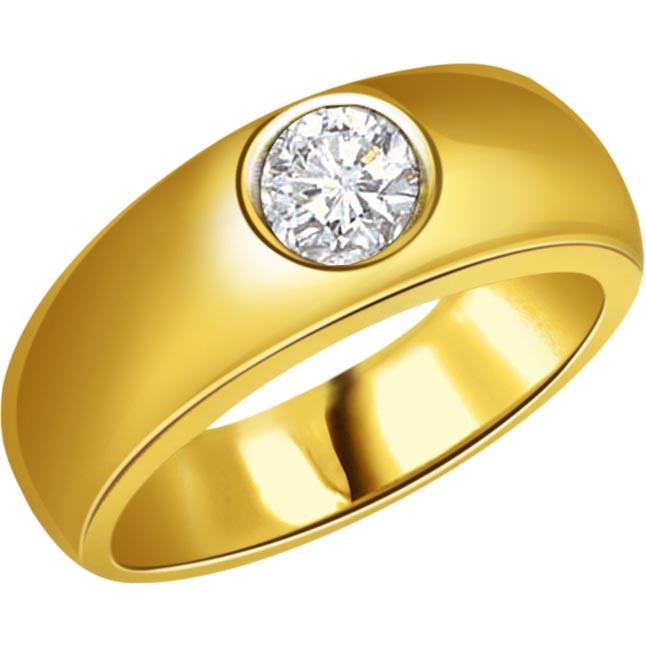 0.12 Cts Solitaire 18K Gold Mens 