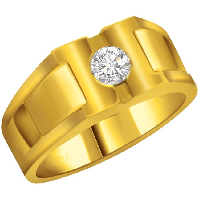Diamond Solitaire Gold Men's Rings SDR563 - Best Prices N Designs| Surat Diamond Jewelry