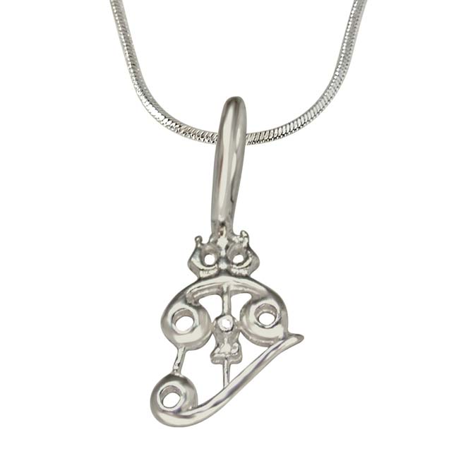 Shiv Trishul Pendants In Sterling Silver with Chain For Children