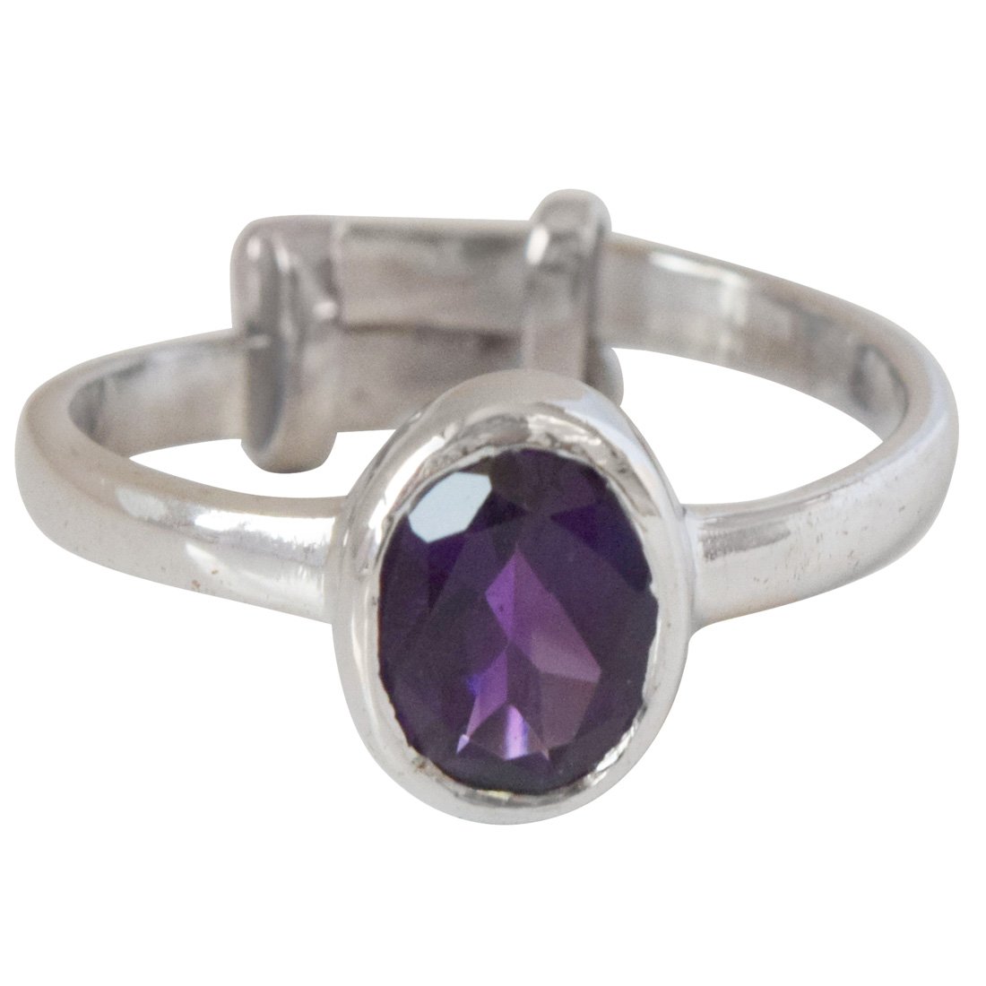 1.07cts Oval Faceted Purple Amethyst and 925 Silver Astrological Ring (GSR62)