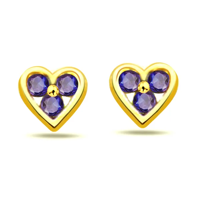 Charming Heart 0.18cts Heart Shape Sapphire Earring (ER248)