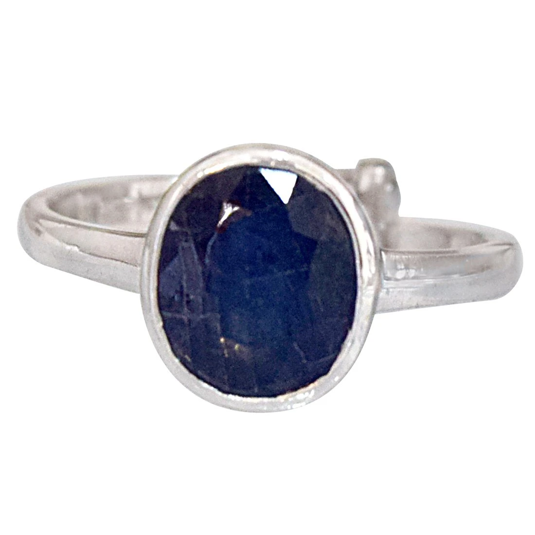 5.69cts Oval Blue Sapphire and 925 Silver Adjustable Ring (GSR63)