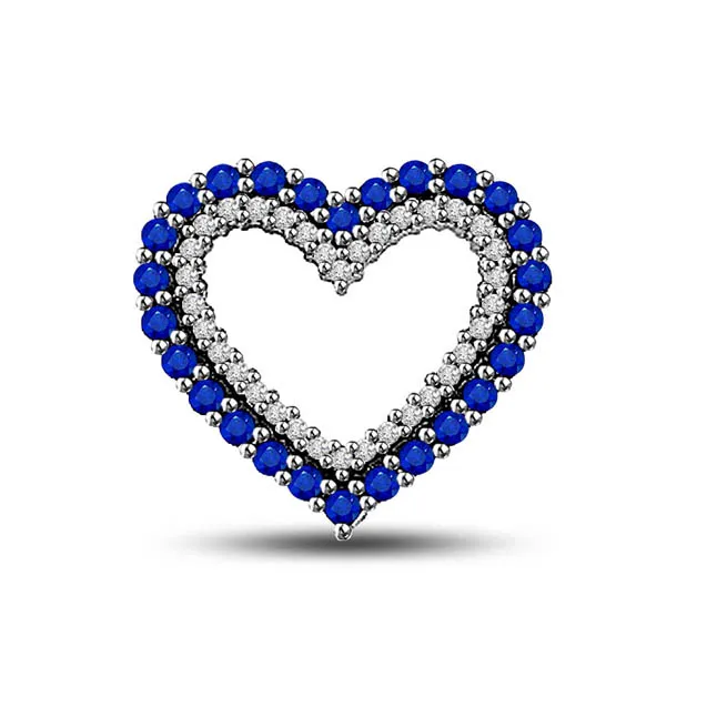 Together Always : Diamond & Sapphire Beads White Gold Necklace (P1258)