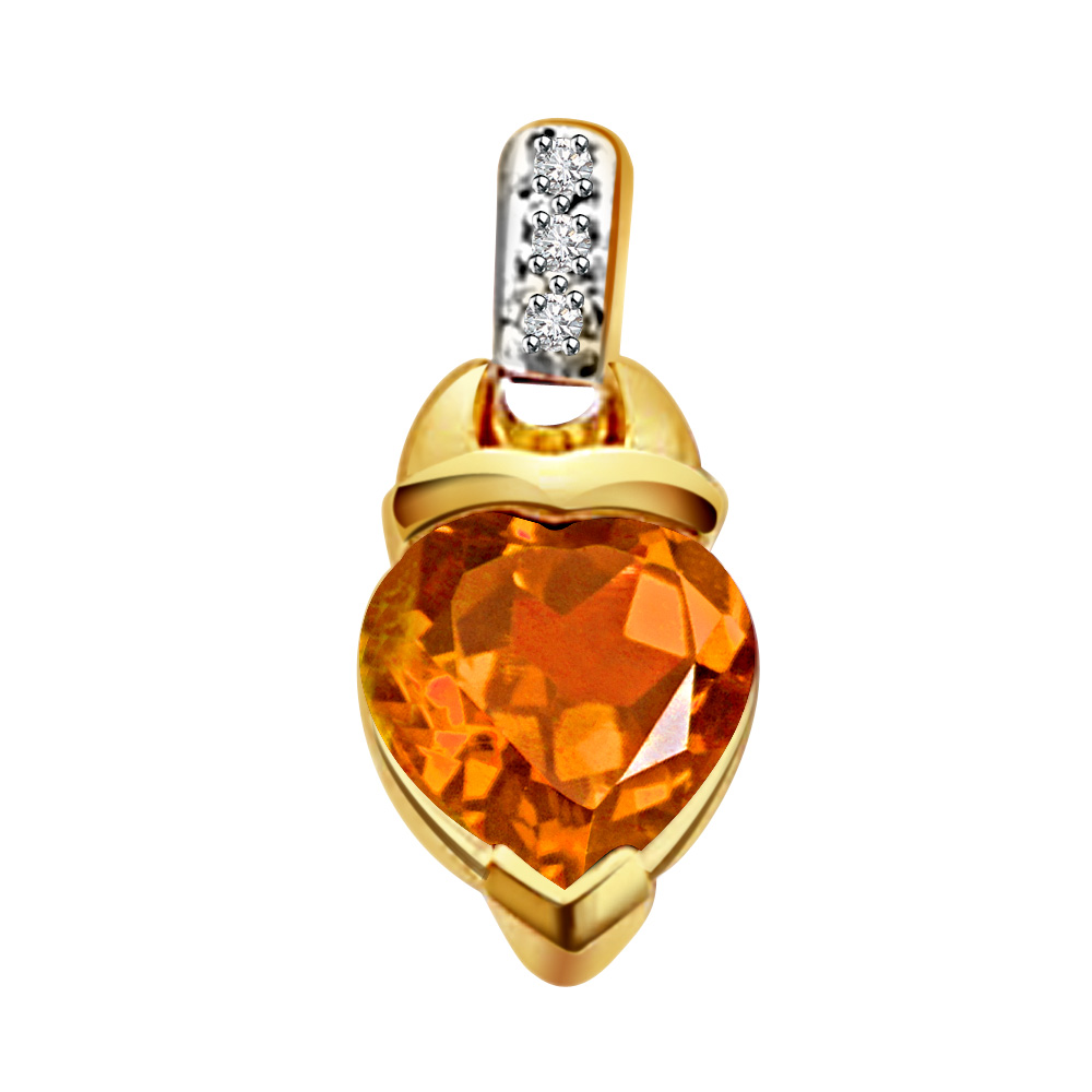 Sweet Marmalade - Real Diamond & Golden Topaz Pendant (P198)