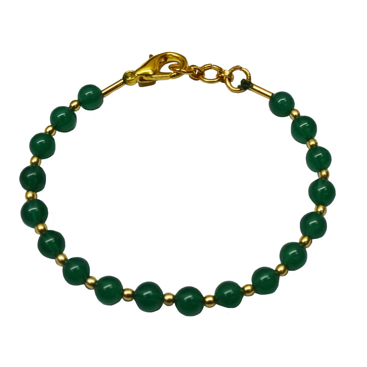 Real Green Onyx and Gold Plated Beads Bracelet for Women (SB65)