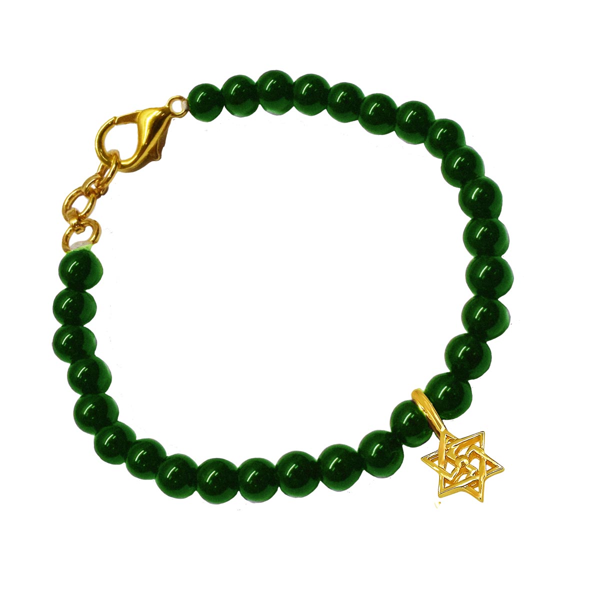 Gold Plated Sterling Silver Swastik with Green Onyx Bracelet for Men and Women (SB74)