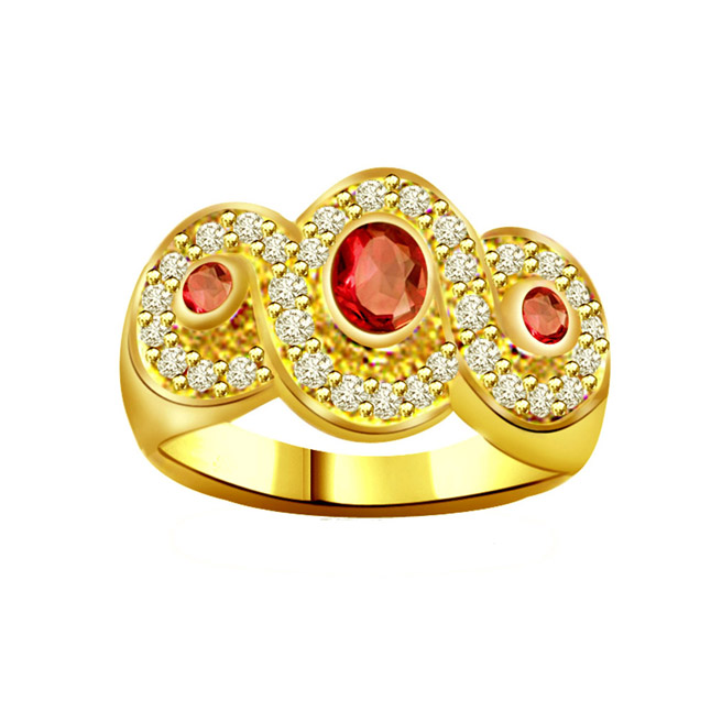 Knotted Flower 0.32cts Diamond & Ruby Ring (SDR1020)