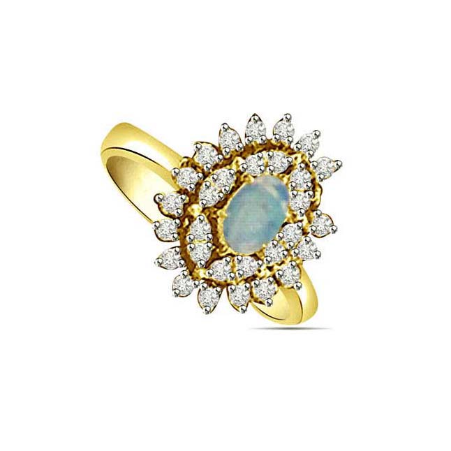 1.30cts Real Diamond & Opal Stone Ring (SDR1484) 