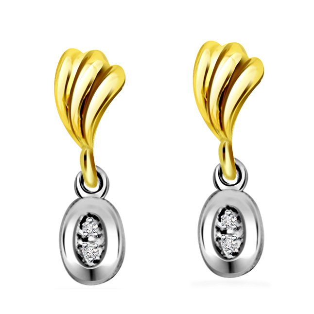 Fireworks - Real Diamond Two Tone Earrings (ER135)