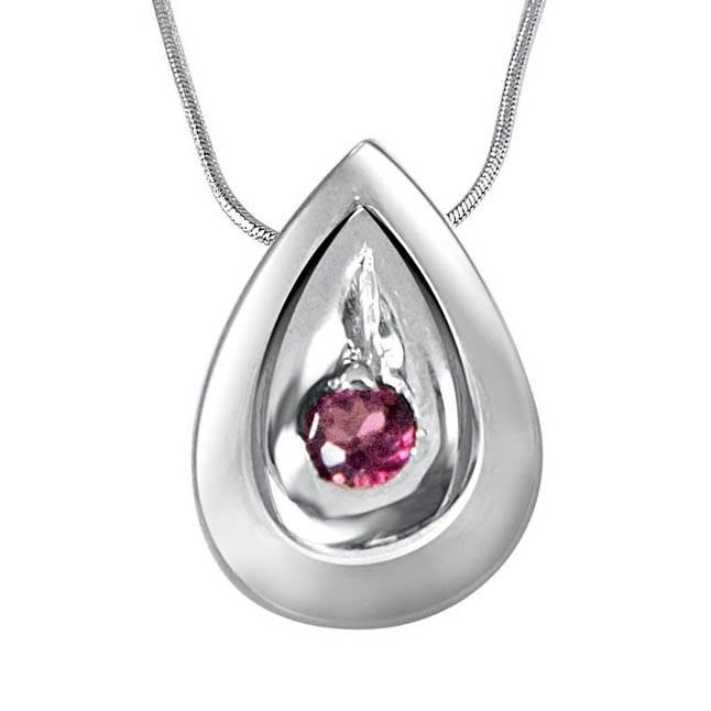 Building of Special Memories Rhodolite & 925 Sterling Silver Pendant with 18 IN Chain (SDP405)