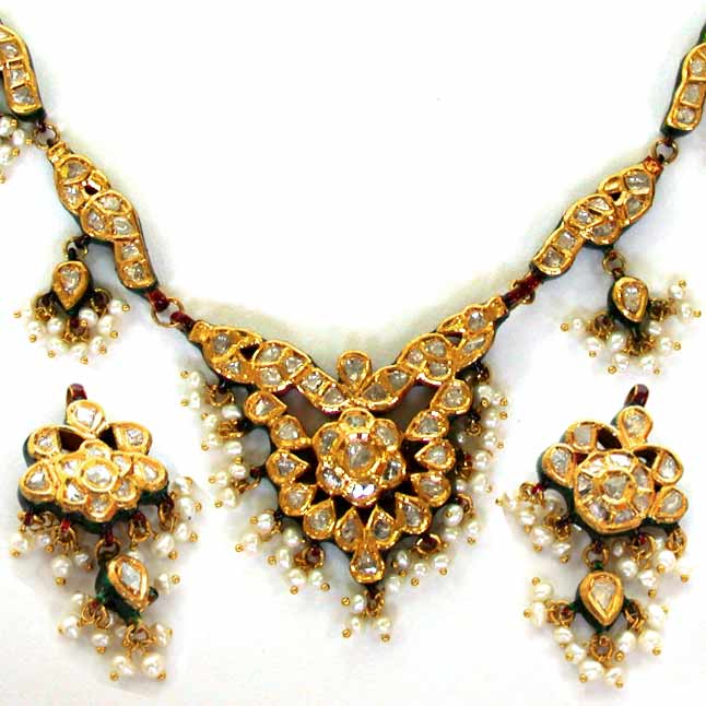 Peacock Design Meenakari Jadtar Diamond set (DN22)