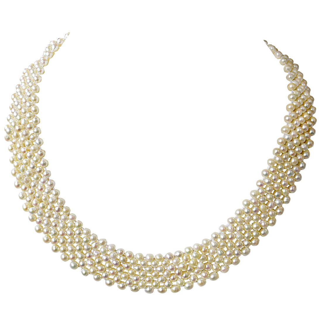 Lustrous Whisper: Fine Knitted Akoya Pearl Choker Necklace (SN776)