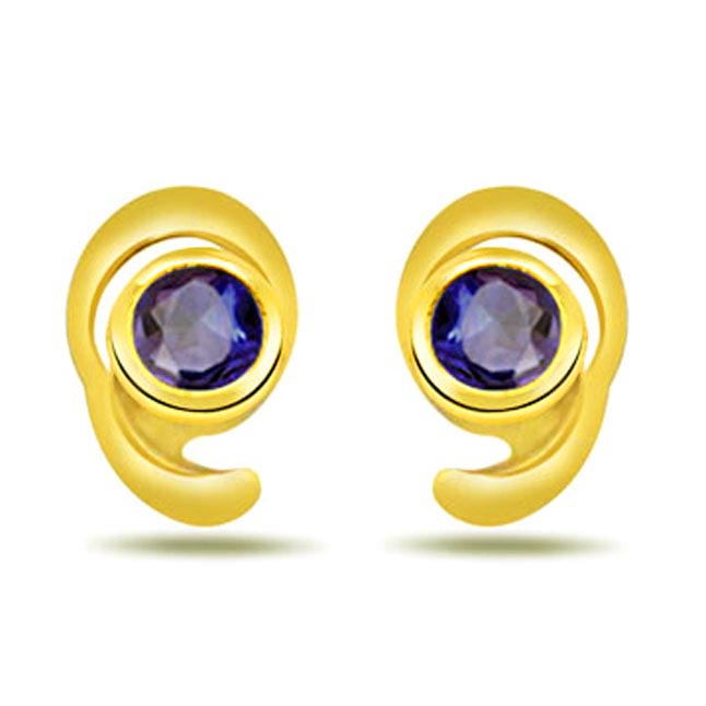 Charm Your Self Round Blue Sapphire Earrings (ER242)