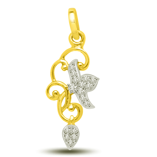 Raindrop Real Diamond & 18kt Gold Pendant For That Beautiful Lady (P719)