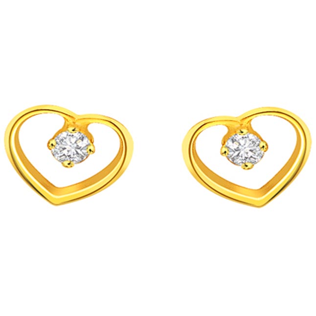 Heart Shape Round Diamond Stud Earrings (S269) 