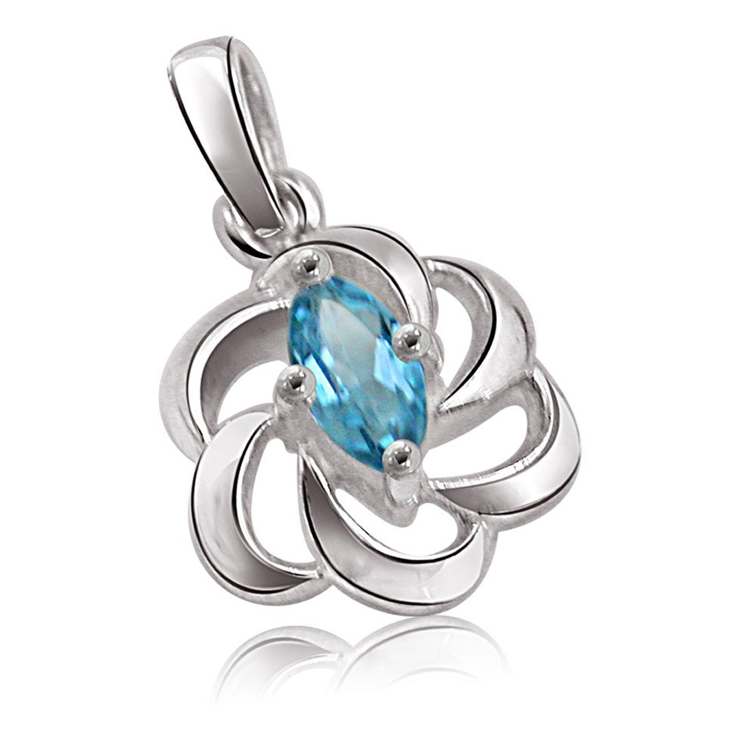 Marquise Shaped Blue Topaz & Sterling Silver Pendant (SDS111): A Jewel Beyond Compare