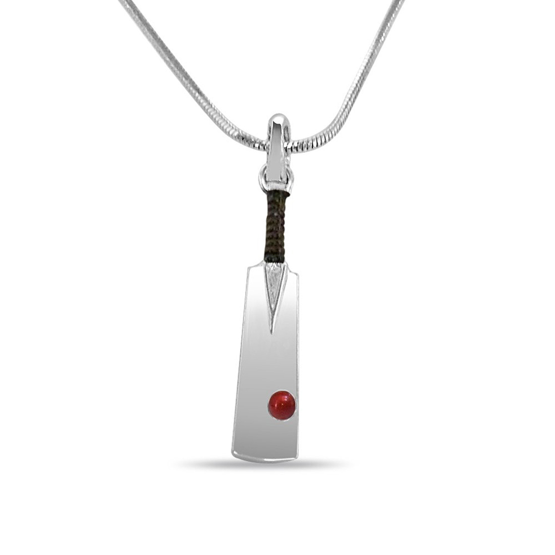 Silver Cricket Ball & Bat Pendant with Silver 18 IN Chain: The Ultimate Fashion Accessory (SDS137)