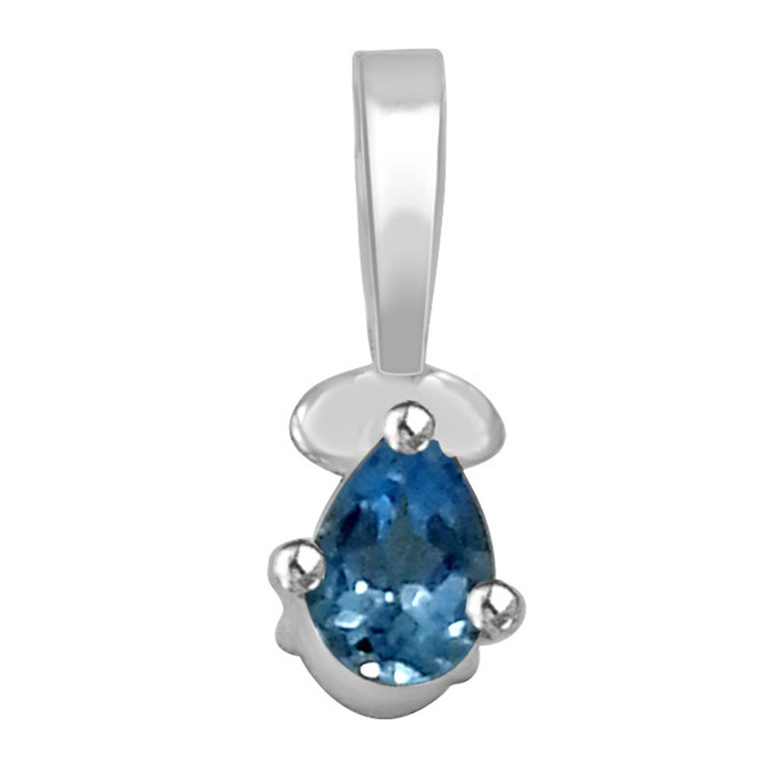 Pear shape Blue Topaz & Sterling Silver Pendant for Girls (SDS152)