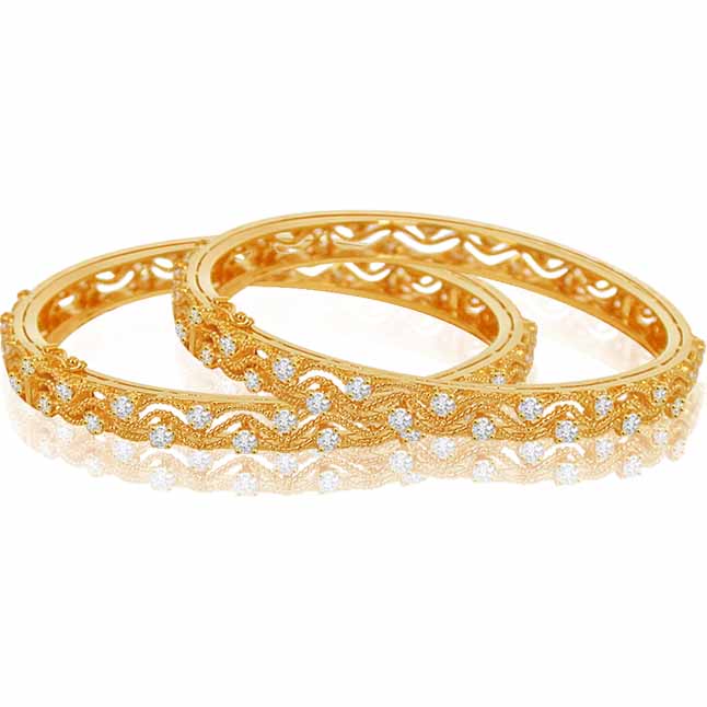 Trendy Twister 3.52cts Fine Round Diamond Bangle Pair (BG4352)