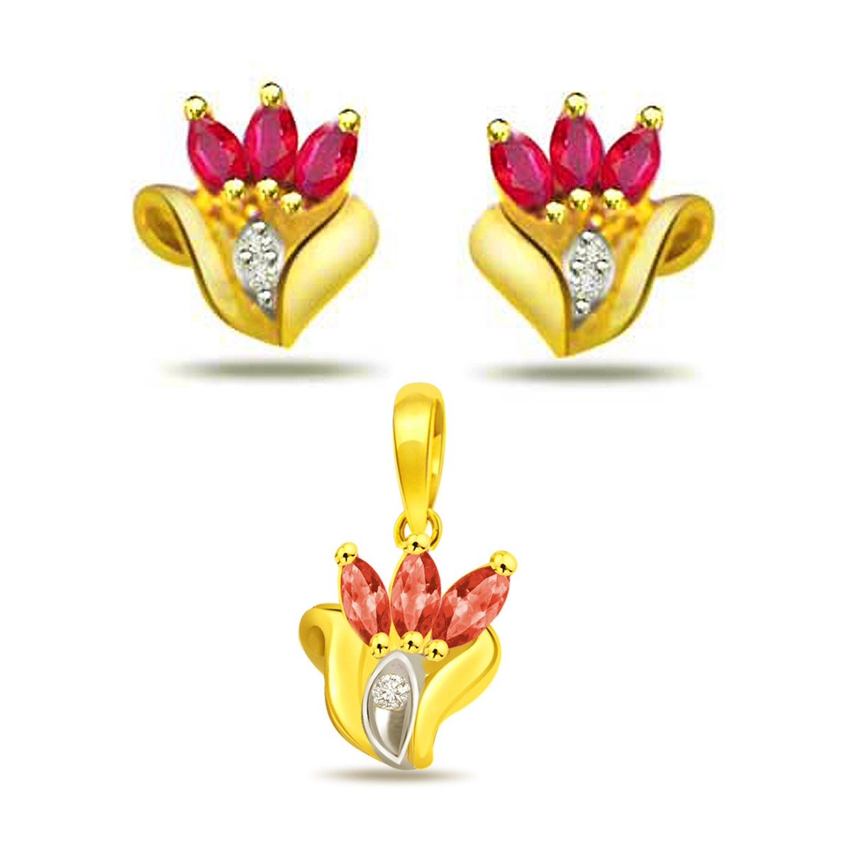 Diamond & Marquise Ruby Set (ER227+P486) 