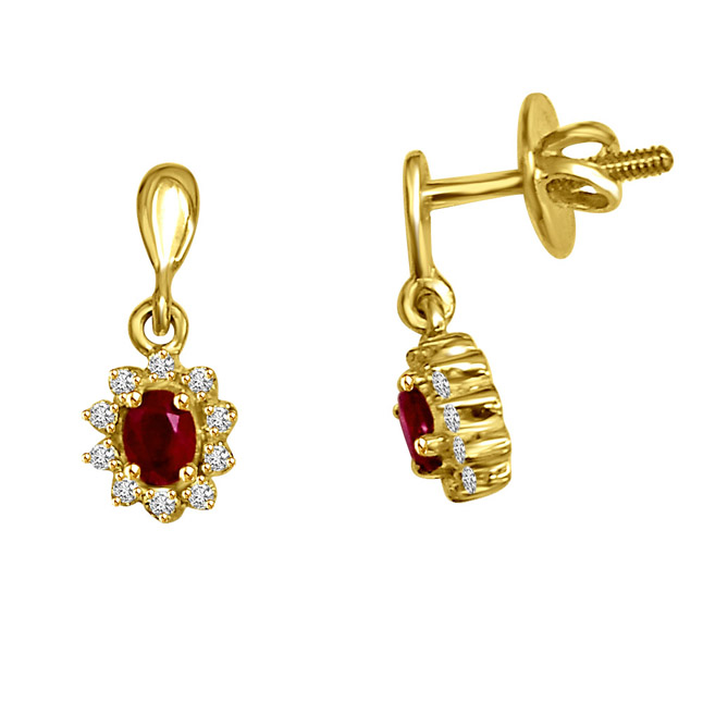 Butterfly Sticks Diamond & Ruby Earrings (ER434)