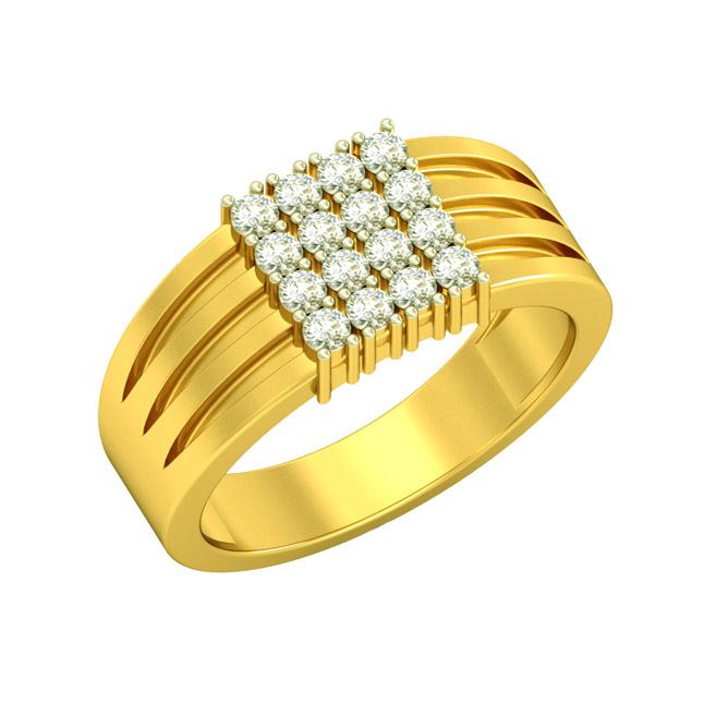 0.40cts 16 Real Diamond & 18kt Gold Men's Ring (SDR1682)