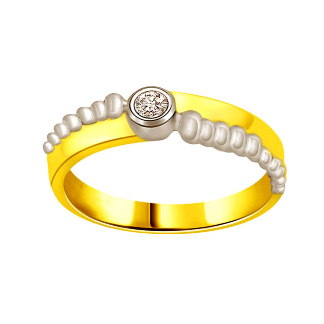 Solitaire Two-Tone Real Diamond Ring (SDR655)