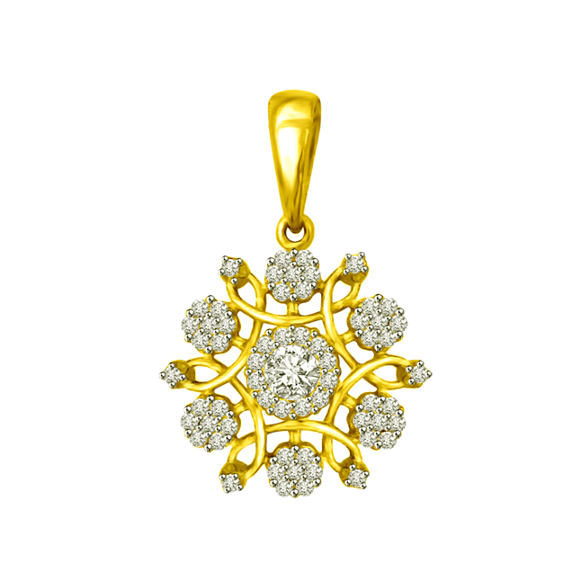 A Touch of Tradition - Real Diamond Flower Shape Pendant (P1212)