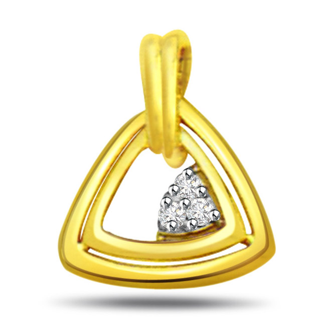 Hanging Love Triangle 0.06cts Real Diamond Pendant (P374)