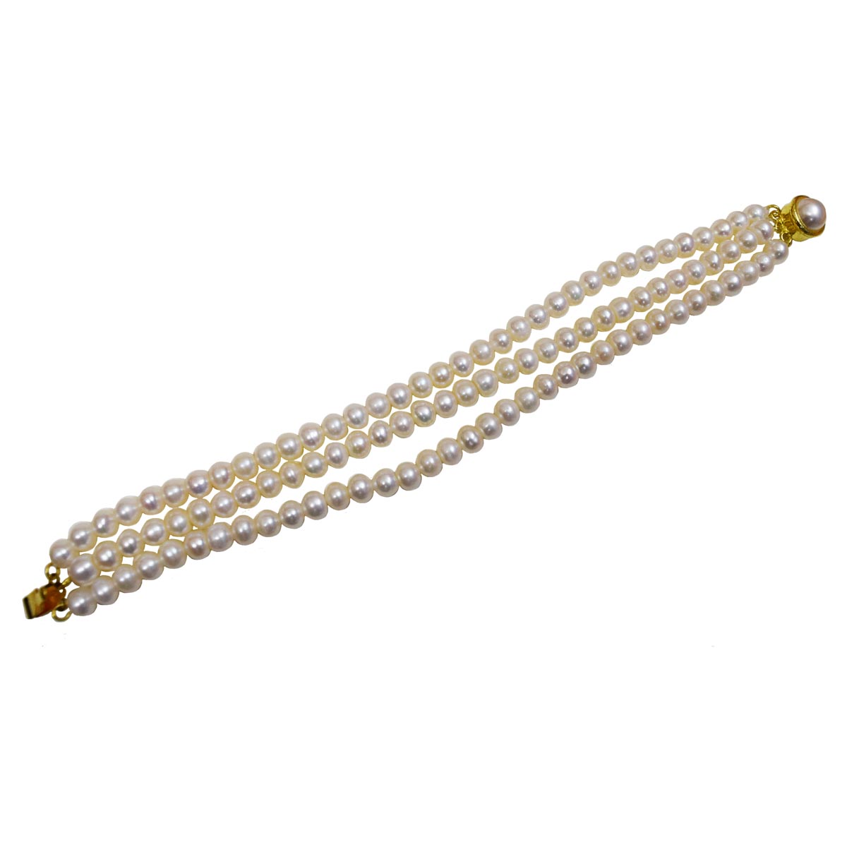 Three Line Real Pearl Bracelet for Women (SB77)