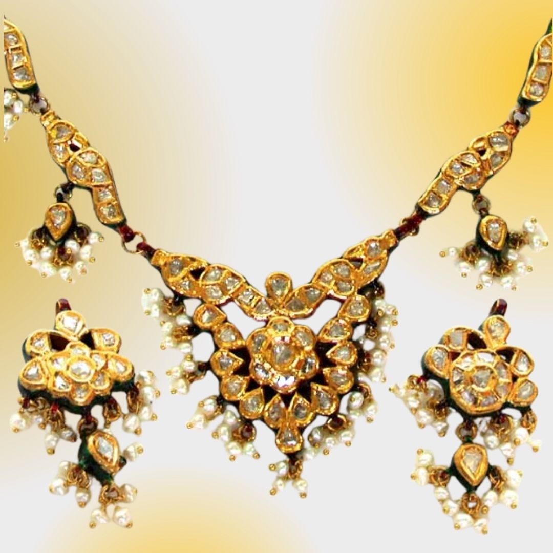 Peacock Design Meenakari Jadtar Diamond set (DN22)