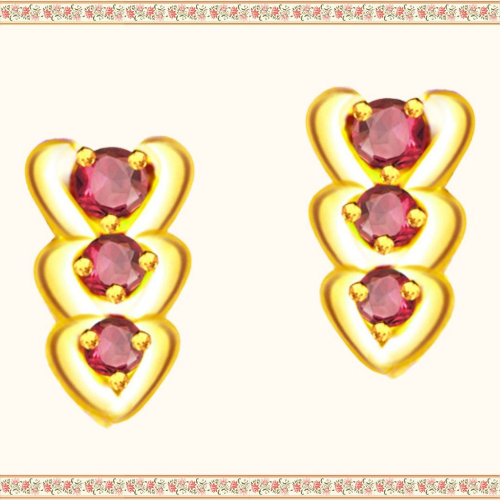 Soul of Love 0.20 cts Hear Shape Ruby Earrings (ER235)