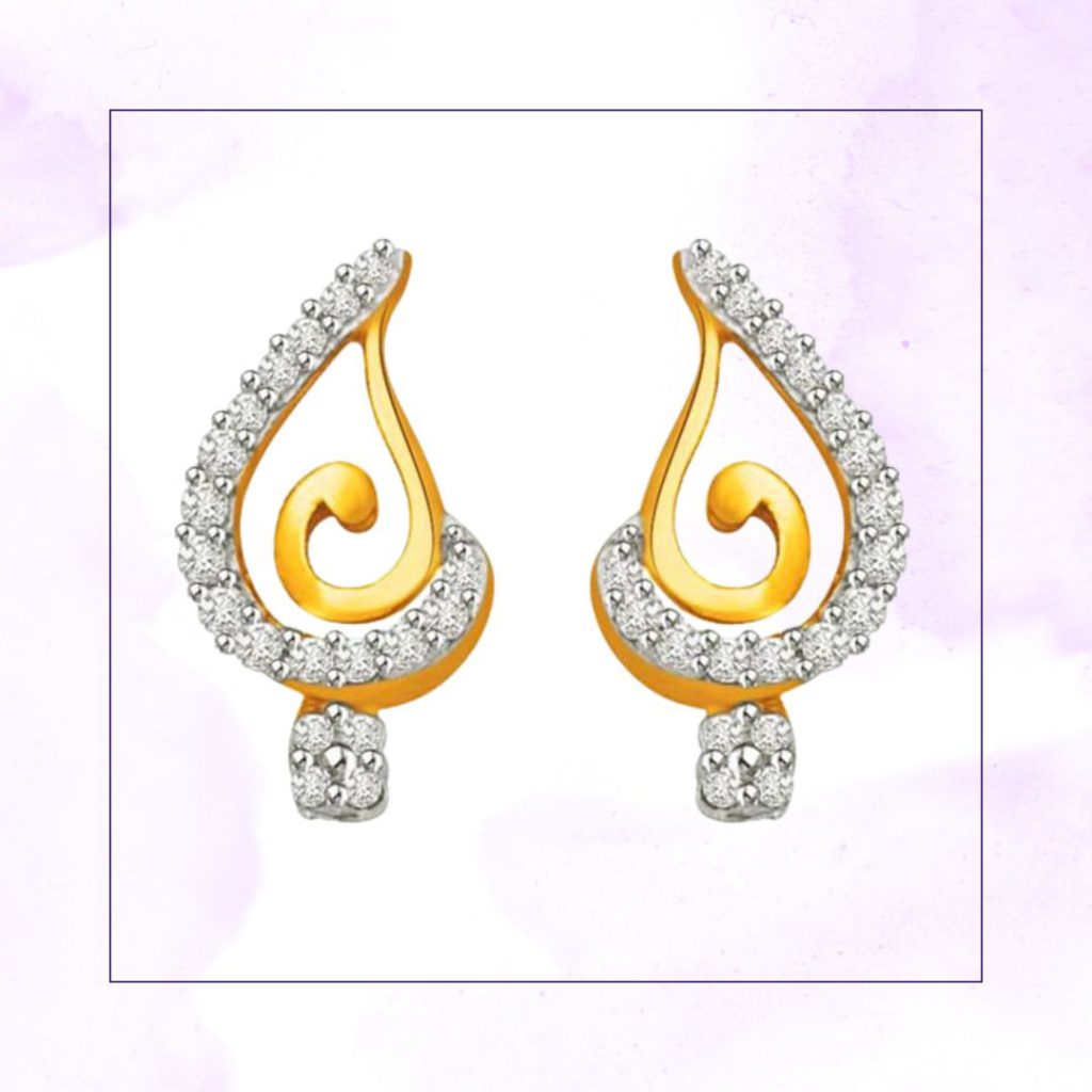 Star Bunch Stick 0.38cts Two Tone Gold & Diamond Earring for Lady Love (ER426)