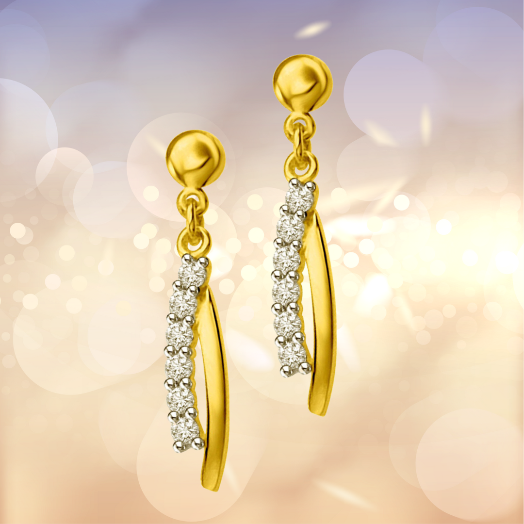 Twisted Dreams 0.30cts Diamond & Yellow Gold Drop Earrings (ER437)