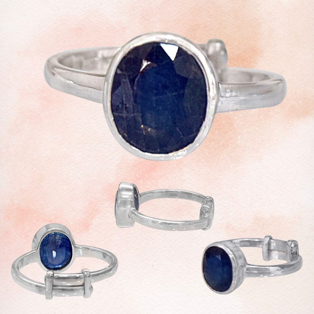 5.69cts Oval Blue Sapphire and 925 Silver Adjustable Ring (GSR63)