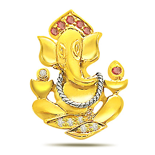 Embrace the Divine: A Spiritual Journey with the Ruby & Diamond Ganesh Pendant