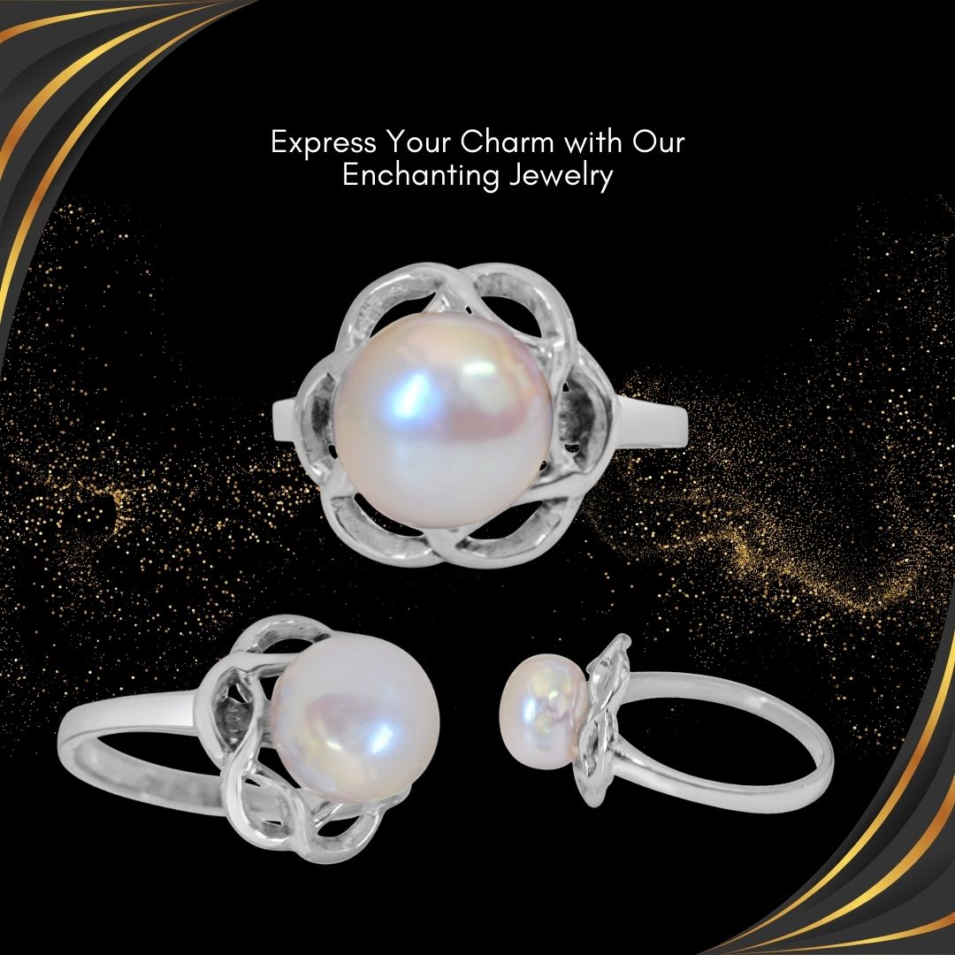 Big Round 5.00cts Real Pearl & 925 Sterling Silver Ring for Astrological Power for All (PSR5)