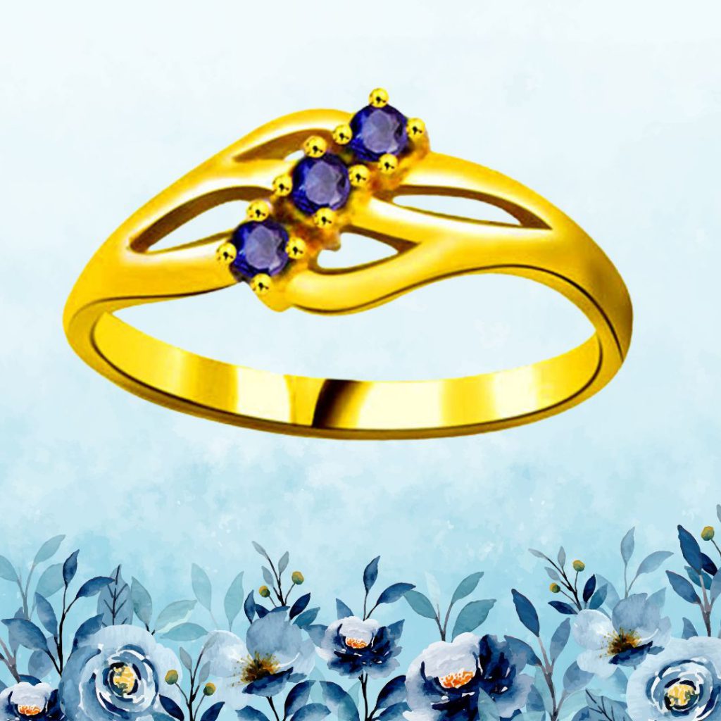 Real Round Sapphire Gold Ring (SDR1138)