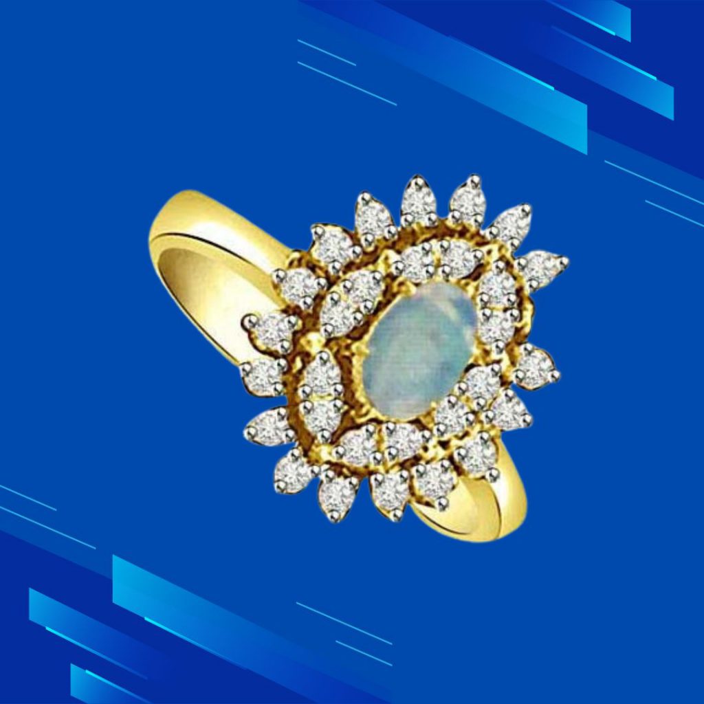 1.30cts Real Diamond & Opal Stone Ring (SDR1484)